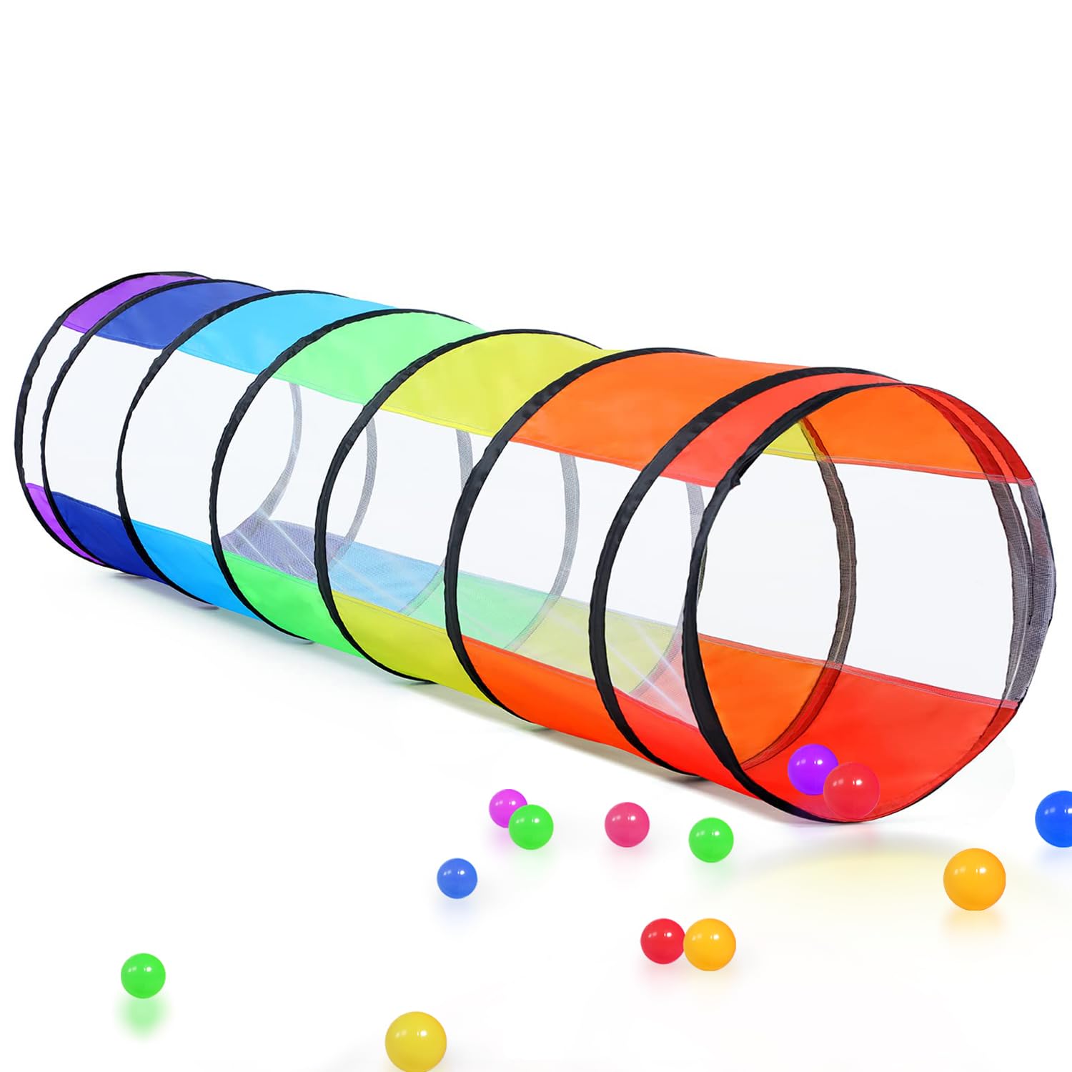 GeerWest Baby Pop Up Play Tunnel for Toddlers with Mesh Window, Cat Tunnel for Dogs Pets, Kids Crawling Tunnel Play Tent Toddlers Tunnel Indoor Outdoor Toys for Girls for Toddler (Rainbow)