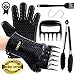 ELLECK Silicone BBQ/Cooking Gloves -Meat Shredder Claws -Kitchen Tongs -Silicone Brush Set, Silicone Heat Resistant Grilling BBQ, Oven, Grill, Baking, Cooking/Oven Gloves & Barbecue Claws (Black Set)