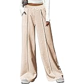 AUGCONE Women's Casual Pants Wide Leg Sweatpants High Waisted Fleece Drawstring Straight Lounge with Pockets