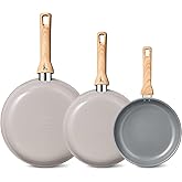 BLAZANT Non Stick Frying Pans Set, 3 Pieces Ceramic Frying Pan, Nonstick Skillet Set, Molecular-bonded Induction Base, Kitchen Chef's Pan, Omelet Pans, PFAS/PTFE Free, Compatible with All Stovetops