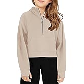 Doshoop Girls Half Ziper Collar Cropped Hoodies Long Sleeve Fleece Zip Up Pullover Sweatshirts
