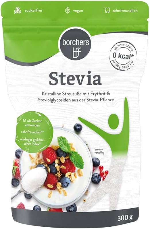 Borcher Stevia Kristallijne Zoetheid Met Erythritol Non Action Zoetstof Suikeralternatief 300g Amazon Nl