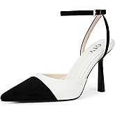 QIY Closed Toe Ankle Strap Heels Women Pumps Pointed Toe Heeled Sandals for Women Stiletto Wedding Dress Shoes