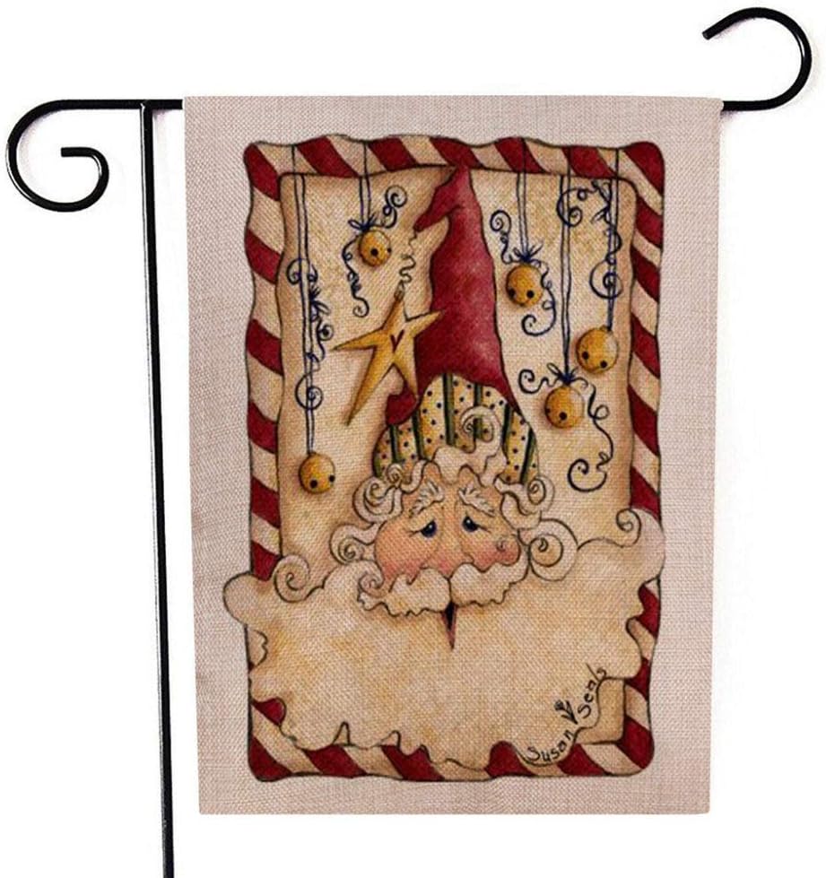 Bandera De Navidad,Navidad Jardín Bandera Santa Claus Imagen De Doble