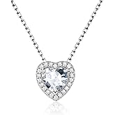 FindChic Dainty Heart Birthstone Necklace for Women Mom Girls Platinum Plated CZ Pendant Sparkly Birthday Anniversary Valentine's Gifts for Her Mom, with Gift Box