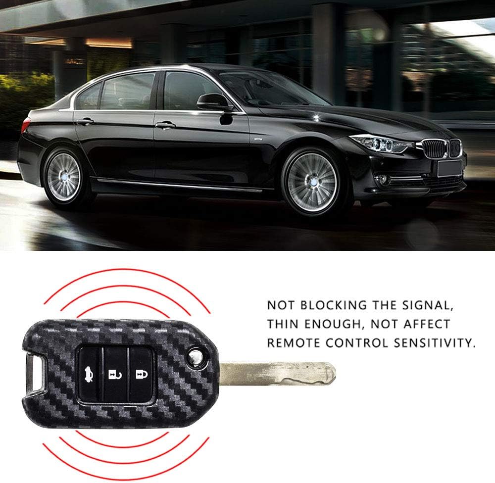 Ceyes Carbon Fiber Texture Protective Key Cover Car Smart Key Cover Car
