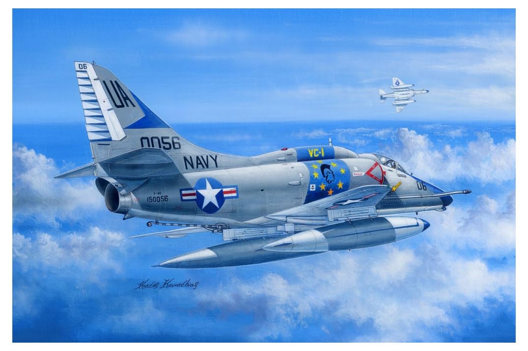 Hobbyboss 81764" A-4E Sky Hawk Plastic Model Kit, Clear,Navy, 1:48 Scale