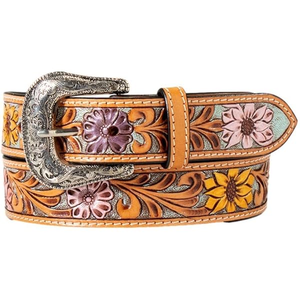 VTG Justin Britches Western Top Grain Tooled Leather Belt Size 28 Floral Brown vintage JUSTIN buckle belt 34 leather TOOLED floral WESTERN  main image 4