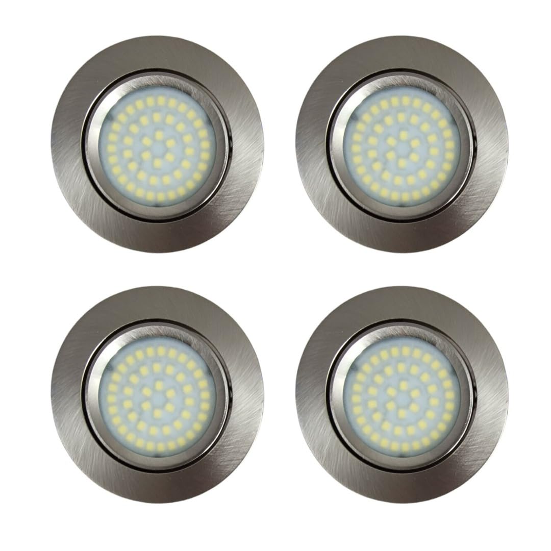 Marvix 4 x LED Spot Lights 12V Tilting Lens 3W Dimmable Cool White 6000k Directional Recessed Downlights For Motorhome Caravan Boat