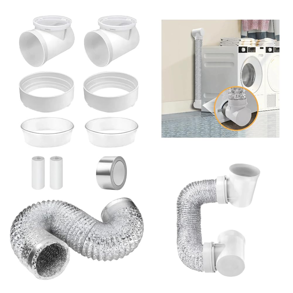 Photo 1 of 90 Degree Dryer Vent Connector Kit with Dryer Hose, Space Saving Dryer Vent Elbow for 4 Inch Tubes, Clothes Dryer Vent Connector Elbow Kit, for Tight Space