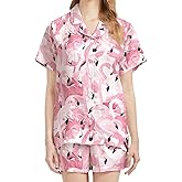 Ningest 2 Piece Pjs Womens Button Down Pajamas Set Short Sleeve Soft Sleepwear