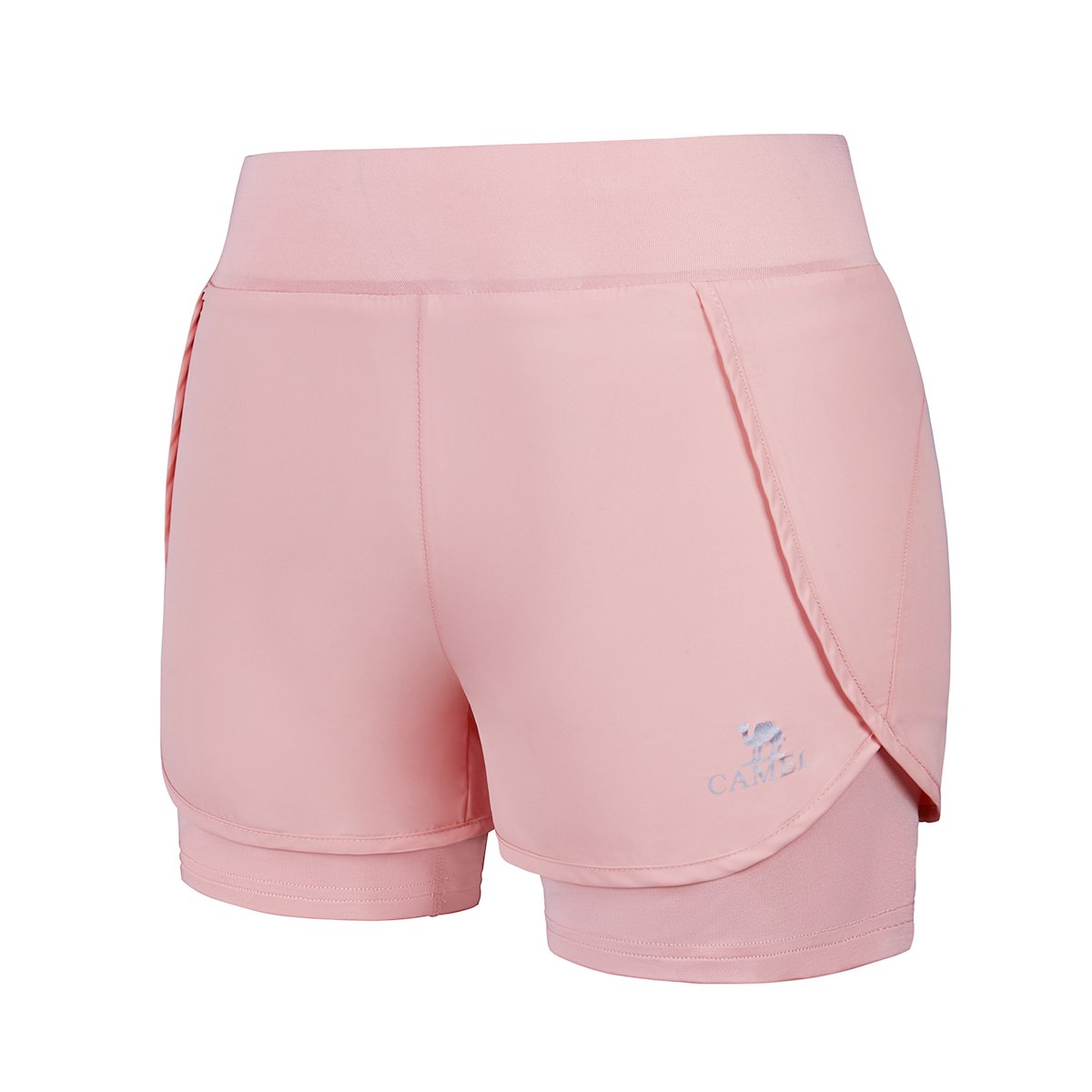 Camel Running Shorts for Women Athletic Sports Fitness Double Layer Yoga Shorts With Compression Lining Tights