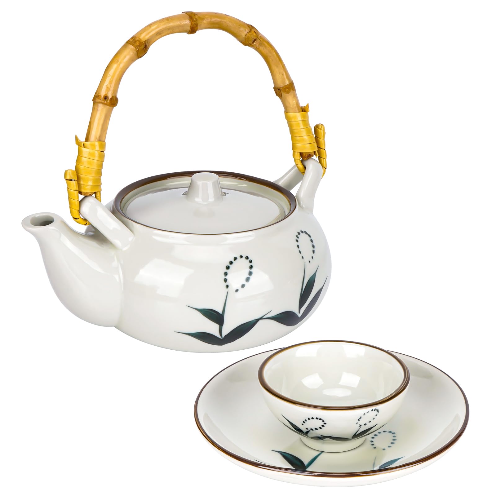 Photo 1 of JANKOW 1 Set Japanese Style Tea Pot, Vintage Ceramic Teapot, Ceramic Tea Kettle with Wood Handle for Home Tea House Restaurant