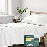 THREAD SPREAD 100% Organic Cotton Sheets - Organic Cotton Percale Weave Sheet Set, Soft, Cooling, Crisp & Breathable, 16" Deep Pocket Hotel Quality Bedding Set - 3 PC, Twin XL White