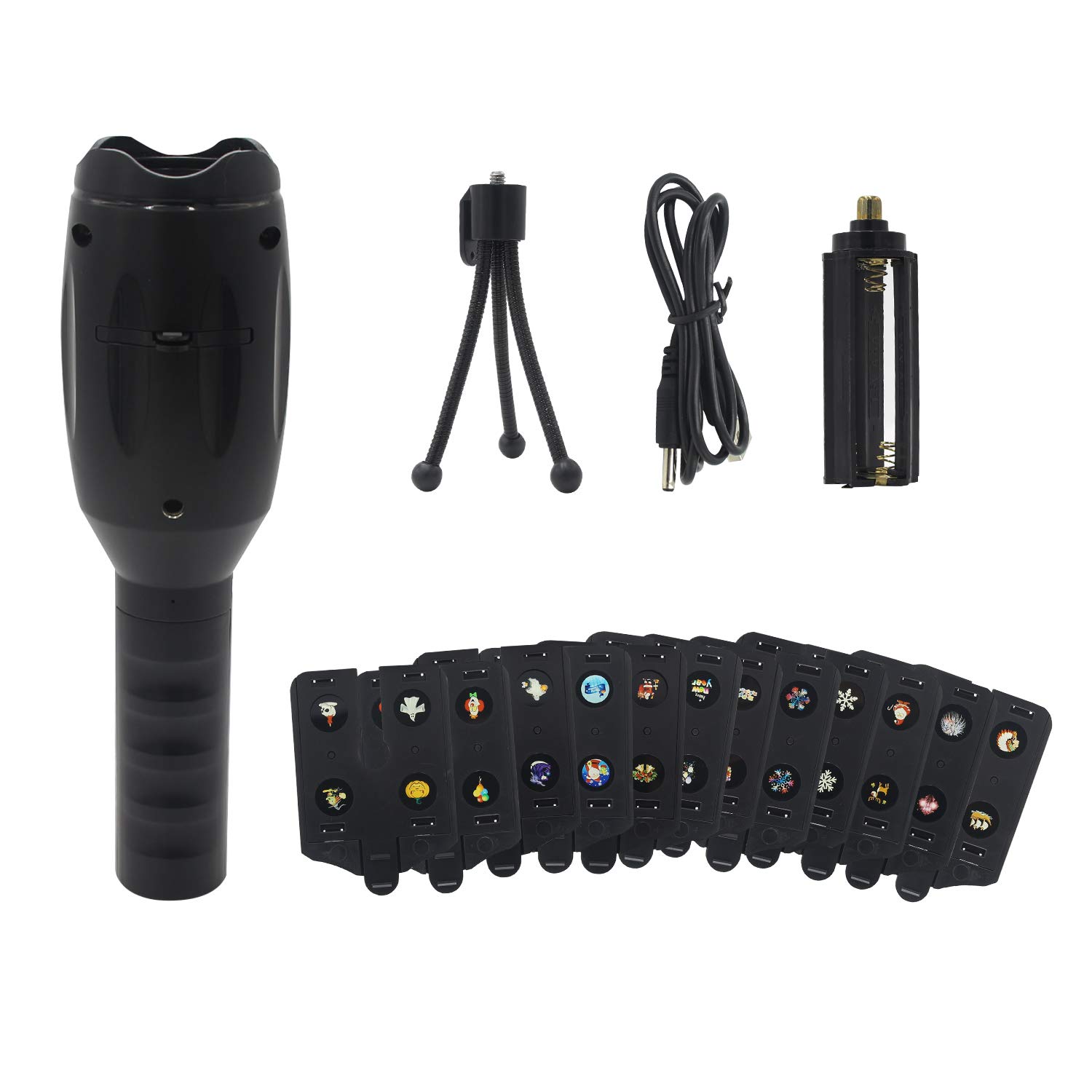 LED-Projektor für Weihnachten, Handheld-LED-Projektor 12 Folienmuster mit Musik für Geburtstag, Halloween, Weihnachten, Neujahr