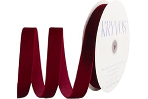KRYVUS Burgundy Velvet Ribbon 1 Inch x 25Yards, Nylon Vintage Velvet Ribbons Perfect for Christmas Decoration, Handmade Craft, Gift Wrapping, Bow Making, Bouquet Packaging