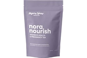 MAMA BEAR SUPPLY CO. Nora Nourish Organic Pregnancy Tea – Red Raspberry Leaf Herbal Blend for Third Trimester, Postpartum & Women's Health – Caffeine-Free Loose Leaf Tea (1 oz (15 servings))