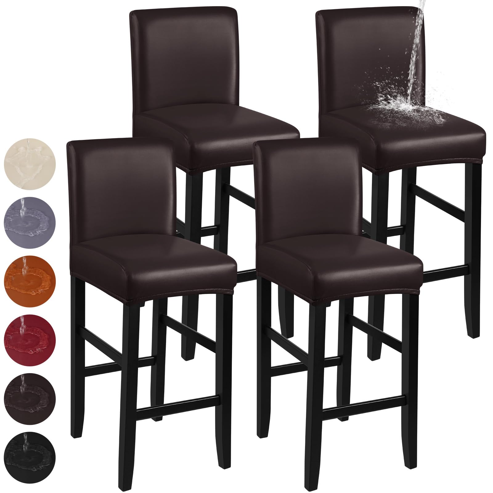 YISUN Bar Stool Covers, Stretch Waterproof PU Bar