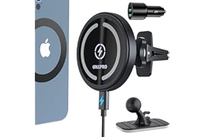 OHLPRO for Magsafe Car Mount Charger, 15W QC 3.0 Fast Charging for Magsafe iPhone 16 Promax,16 Pro,16 Plus,16,15,14,13,12 Pro,Plus,ProMax,Mini, Stick on Car Dashboard & Air Vent Magsafe Phone Holder
