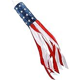 HOOSUN 40 Inch American Windsock,American Wind Socks for Outside Heavy Duty,Patriotic Decorations USA Flag Windsocks With Embroidered Stars,Presidents Day Decorations Red White and Blue Windsock