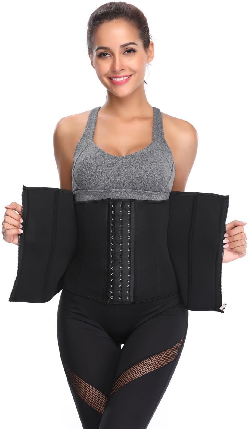 KHC Women’s Natural Latex Underbust Zipper Waist Corset Trainer Girdle