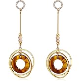 psvanddy Double Circle Drop Earrings for Women Geometric Long Gold Round Hoop Dangle Statement Earring Fashion Jewelry Gifts
