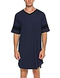 Ekouaer Men's Nightshirt Comfy Nightwear Big&Tall V