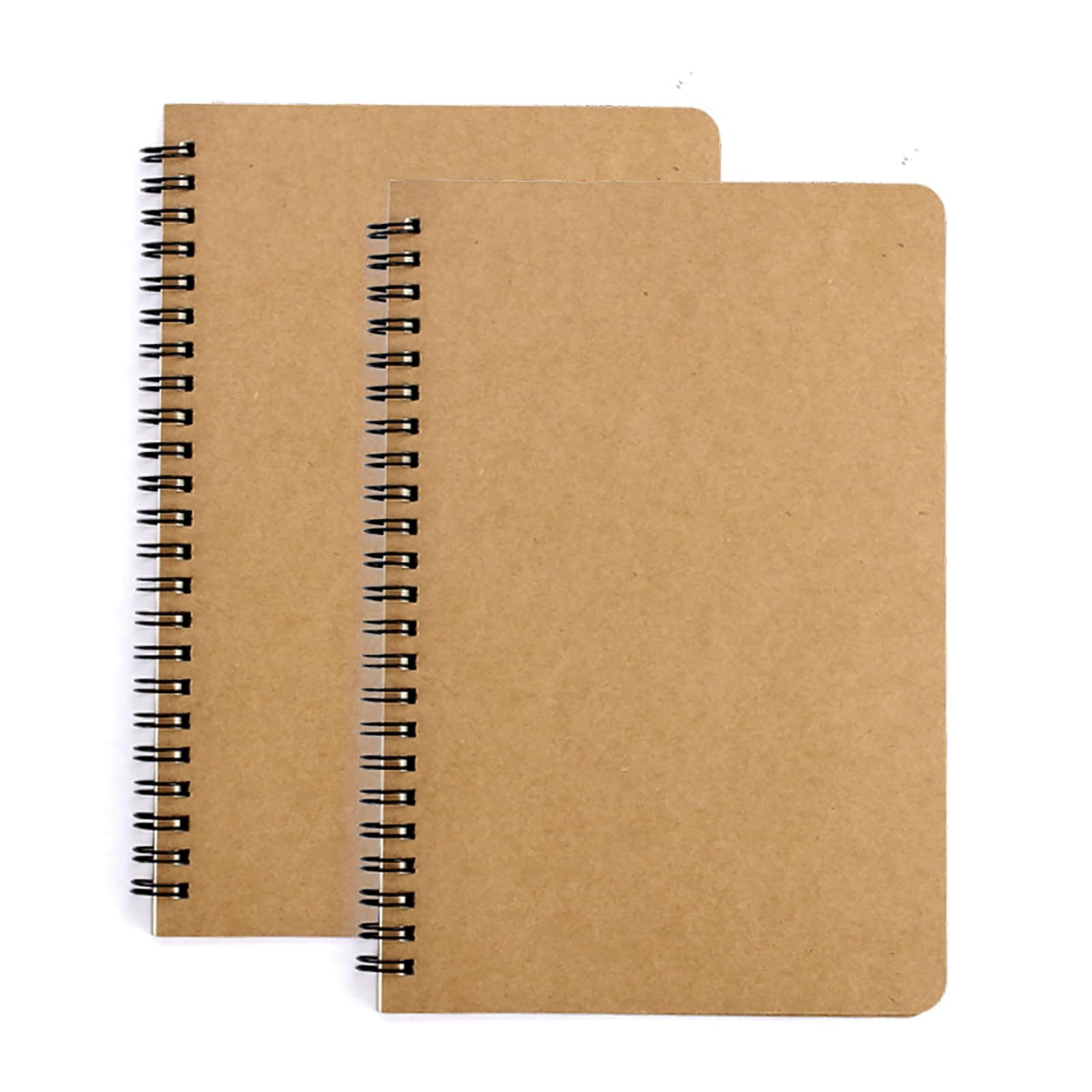 XNJIHWA 2 Packs A5 Spiral Paper Notebook Lined Spiral Kraft Cover Notebooks Plain Notepad Bulk Journals Lined Paper 120 Pages,60 Sheets Perfect for Travel School(Brown)