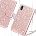 UrbanDrama Wallet Case for iPhone X, iPhone Xs, Sparkly Glitter Shiny Folio PU Leather Flip Cover Credit Card Slot Protective Case for iPhone Xs 2018, iPhone X 2017 5.8 inches, Rose Gold