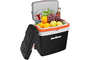 Enventor Electric Cooler and Warmer with Drawbar and Wheels, 33 L Portable Thermoelectric Fridge, Car Fridge Cooler AC 120V DC 12V Refrigerator for Camping, Travel, Picnics, Truck, Car