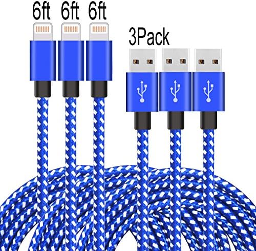 Tchange TLH-09 Lightning Cable with Ultra-compact Connector Charging Cable Cord for iPhone7/7plus/6/6plus/6s/6splus,iPhone 5/SE - iPad - iPod on Latest IOS10 - Blue/White