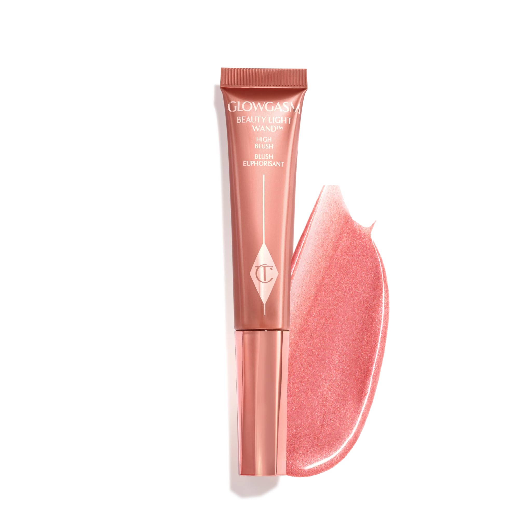 Charlotte Tilbury Glowgasm Beauty Light Wand Liquid Highlighter Makeup – Soft-Focus Pink Highlighter & Blush for Cheeks – Pearlescent, Weightless Radiant Finish – Pinkgasm