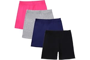 Zzalalana 4 Pack Girls Bike Shorts Cotton Cartwheel Biker Under Dress Dance Yoga Athletic Shorts for Kids 5-14 Years