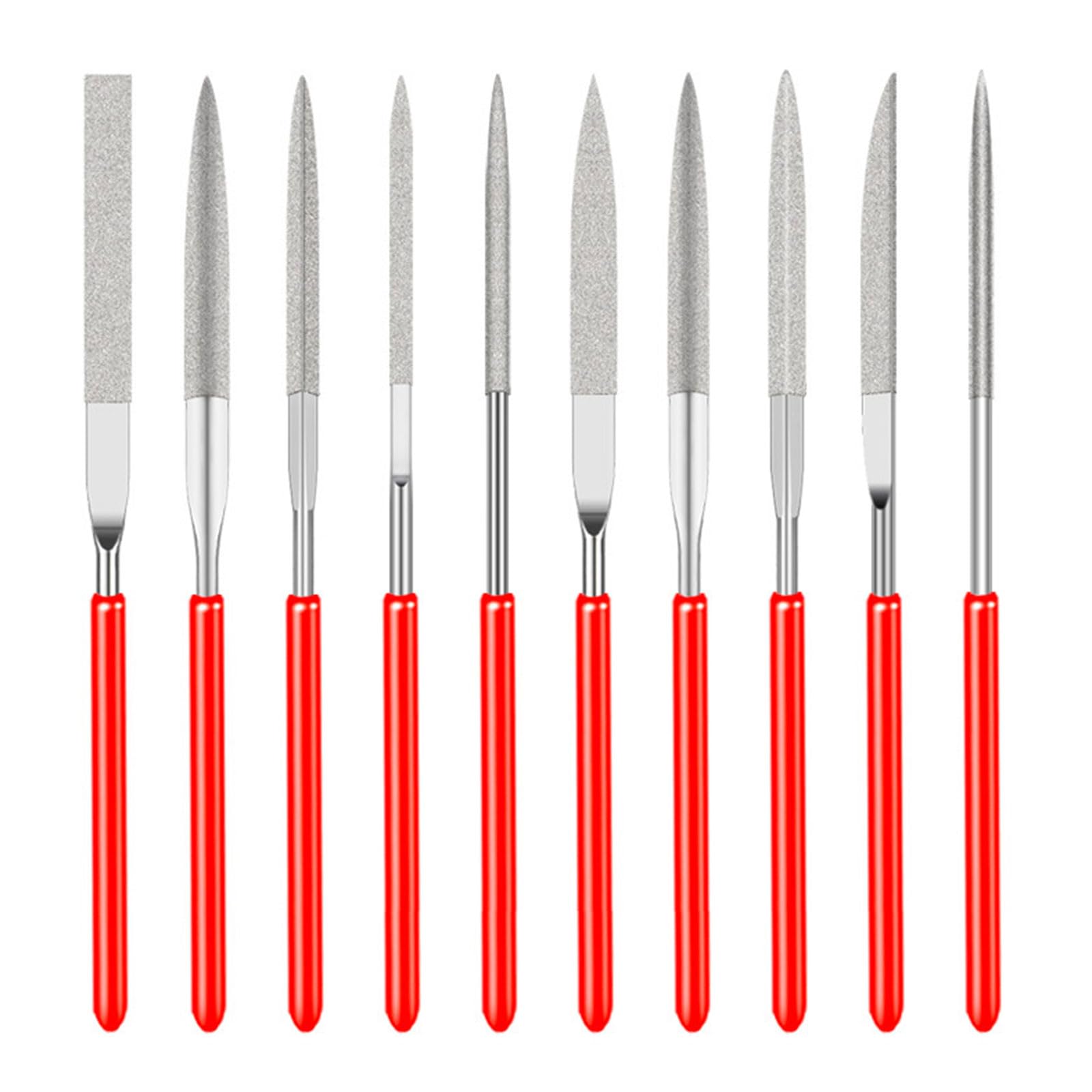 BRIOTA 10 Pcs Diamond Needle File Set, 2x100mm Professional Needle File Metal Set for Metal, Steel, Glass, Wood, Tile, Precision File Tool for Jewelry Making, Wood Carving Craft Work
