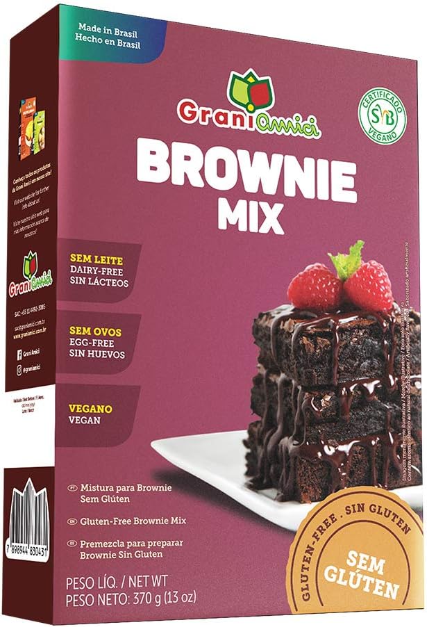 Mistura Para Brownie Sem Glúten e Vegano - Grani Amici 370g