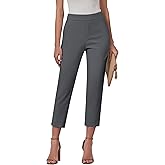 GRAPENT Capri Pants for Women High Waisted Pull On Dress Pants Slim Straight Leg Stretchy Waist Capris Trousers Pants