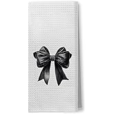Foritho Dark Coquette Bow Kitchen Towels, Preppy Black Bow Hand Towels for Bathroom Decor, Girly Aesthetic Dish Tea Towels for Kitchen Decor, 16x24 Inch