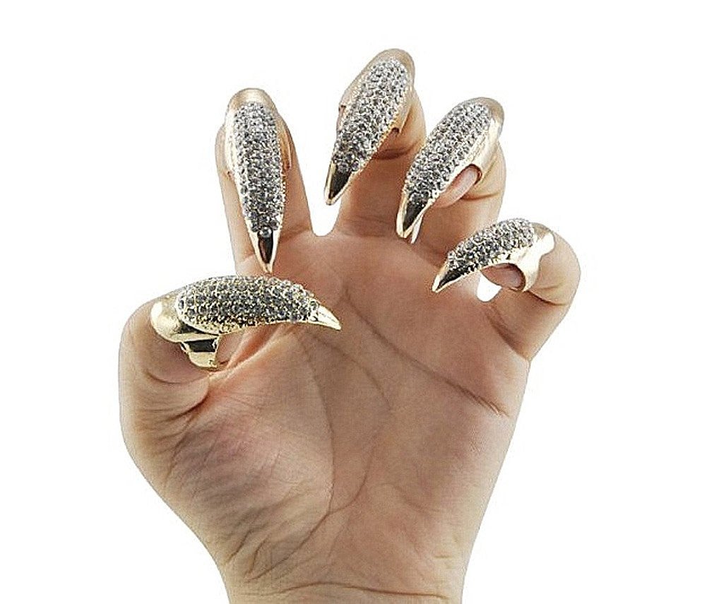 Wowlife False Nail Punk Style Talon Claw Paw Finger Ring Knuckle Bend