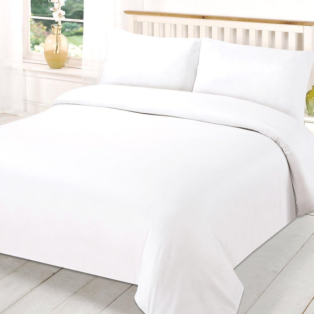 The House of Emily White 100% Cotton Duvet Cover Set 200 Thread Count Double