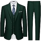MAGE MALE Mens Two Button 3-Piece Suits Slim Fit Tuxedo Set with Blazer Jacket Vest & Pants for Wedding Prom Business