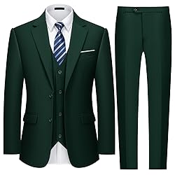 MAGE MALE Mens Two Button 3-Piece Suits Slim Fit