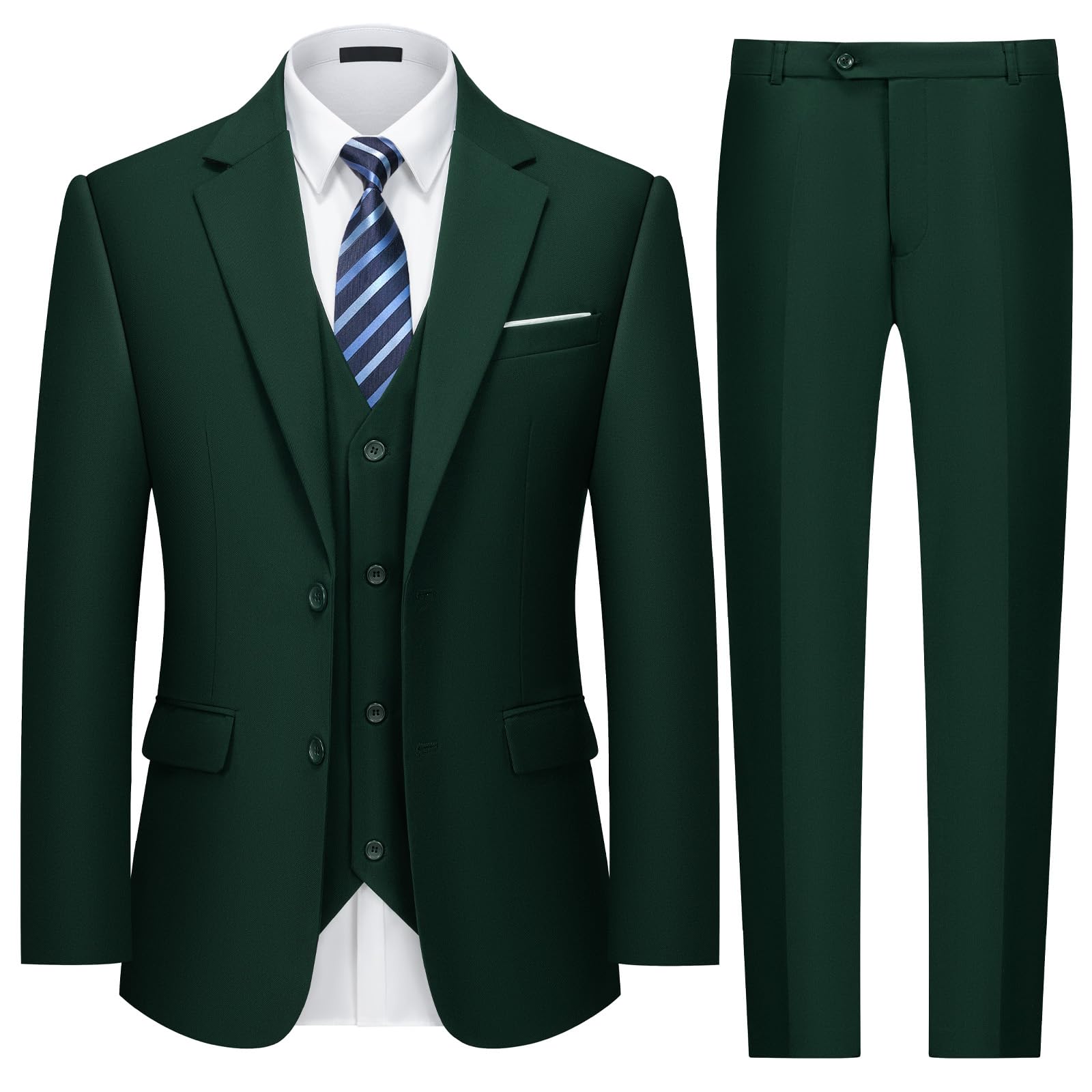 MAGE MALE Mens Two Button 3-Piece Suits Slim Fit