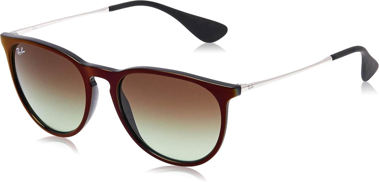 Ray-Ban Women's RB4171 Erika Round Sunglasses, Dark Rubber Tortoise/Brown Gradient, 54 mm: Ray Ban: Shoes