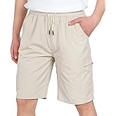 TLAENSON Boys Lightweight Cargo Shorts Youth Drawstring Quick Dry Shorts Kids Hiking Short with Zipper Pockets