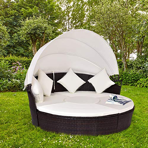 Tangkula Patio Daybed, 73" Diameter Outdoor Lawn Backyard Poolside