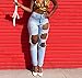 TheFoud Women Casual Destroyed Ripped Distressed Skinny Denim Jeans (Light blue, S)