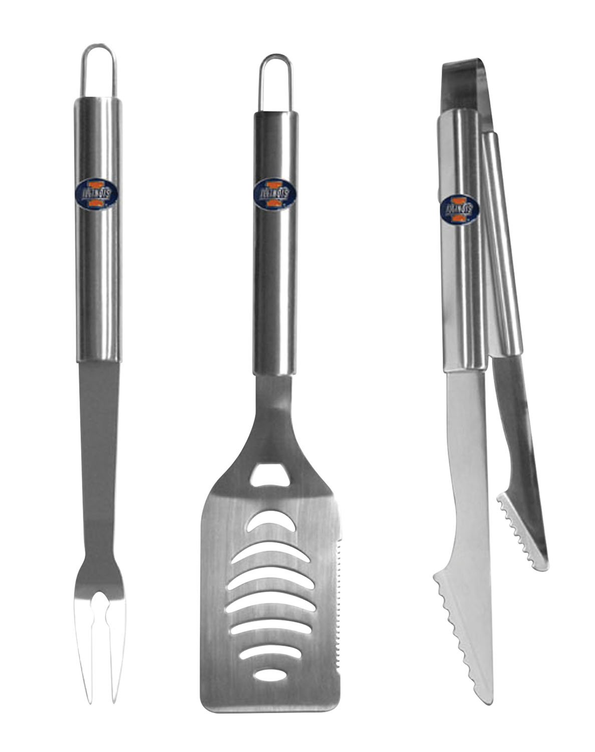Siskiyou NCAA Sports Fan Shop Illinois Illini Stainless Steel BBQ Set 3 piece Brushed Metal