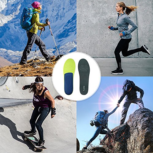 Plemo Insoles for Women Running Shoes, Breathable and Absorbent Sports Shoe Inserts for Plantar Fasciitis and Pain Relief (Size 6-10 Green)