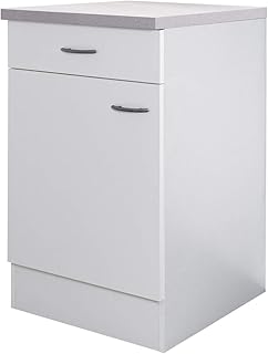 Flex-Well Küchenschrank UNNA | Unterschrank | 1-türig, 1 Schublade | Breite 50 cm | Weiß