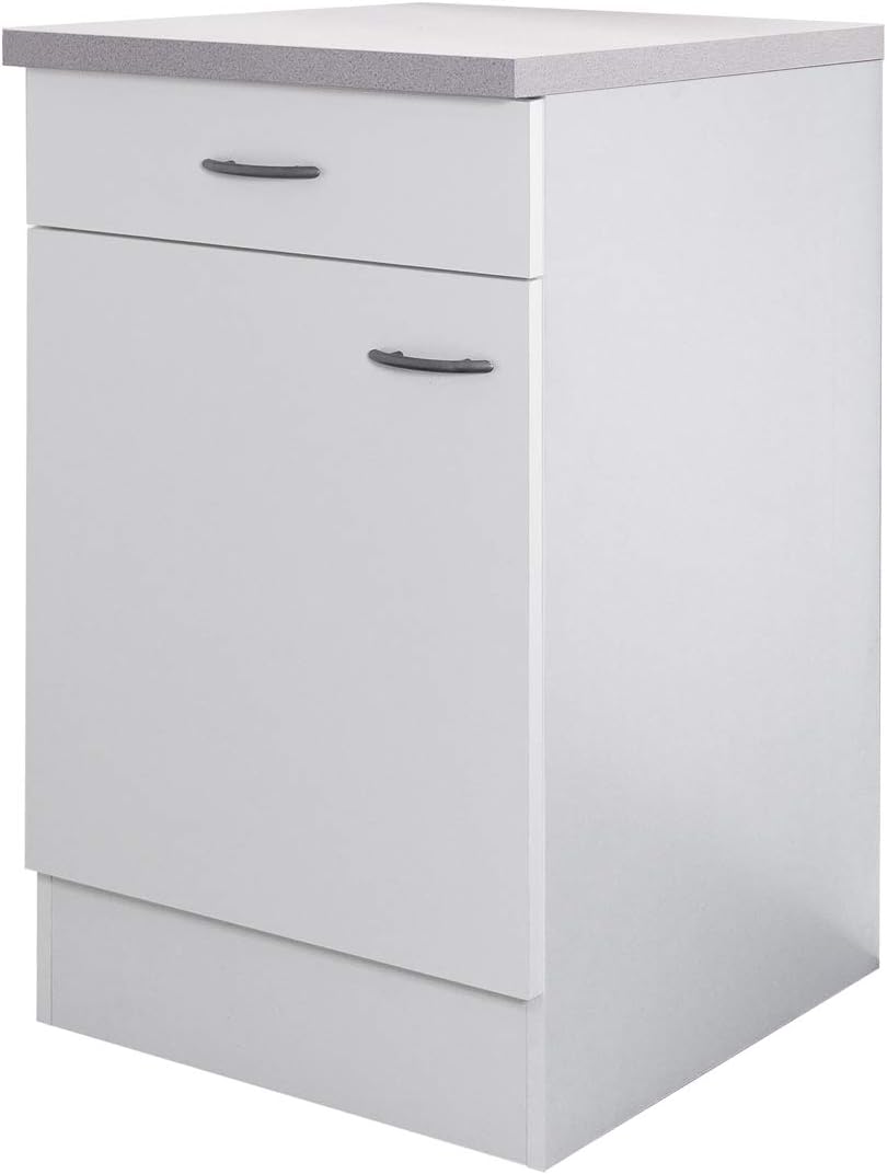 Flex-Well Küchenschrank UNNA | Unterschrank | 1-türig, 1 Schublade | Breite 50 cm | Weiß